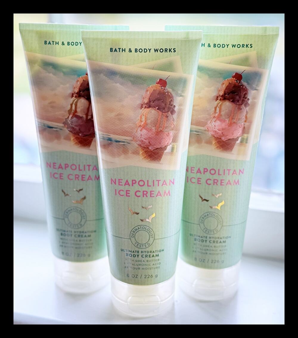 Bath & Body Works Neapolitan Ice Cream 8 oz Ultimate Hydration Body Cream x3